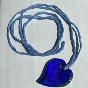 Glass Heart Pendant in Deep Blue💙🫐🌀